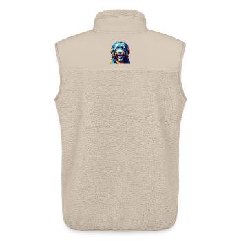 Portuguese Sheepdog Breed Colorful Cartoon Kawaii - Unisex Sherpa Gilet by Stanley/Stella - beige - Back - AI Model Male 178 light (178cm)