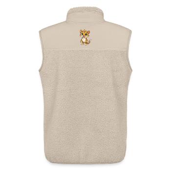Jaguar Mignon Dessin Animé Personnage Kawaii Clipart - Veste sans manches sherpa unisexe Stanley/Stella - beige - Dos - AI Model Male 178 light (178cm)