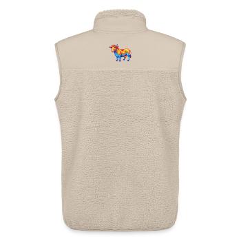 vache coloré kawaii dessin animé personnage clipart - Veste sans manches sherpa unisexe Stanley/Stella - beige - Dos - AI Model Male 178 light (178cm)