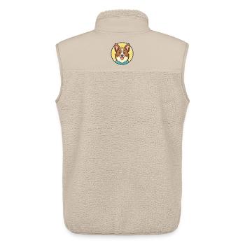 Chien de berger gallois Chien Race Dessin animé Kawaii Clipart - Veste sans manches sherpa unisexe Stanley/Stella - beige - Dos - AI Model Male 178 light (178cm)
