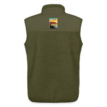 Cape Town Afrique du Sud Affiche de voyage Souvenir WPA - Veste sans manches sherpa unisexe Stanley/Stella - kaki - Dos - AI Model Male 178 light (178cm)