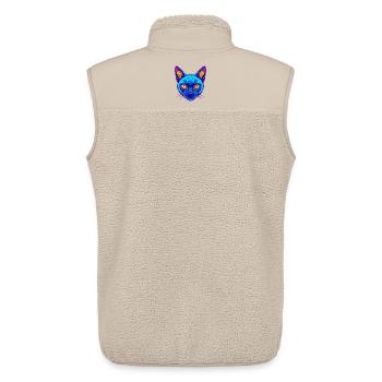 Chat Tonkinois Race de chat Dessin animé Kawaii Animal de compagnie - Veste sans manches sherpa unisexe Stanley/Stella - beige - Dos - AI Model Male 178 light (178cm)