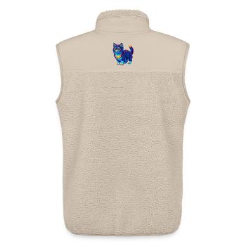 Korean Bobtail Cat Breed Cartoon Kawaii Animal Pet - Unisex Sherpa Gilet by Stanley/Stella - beige - Back - AI Model Male 178 light (178cm)