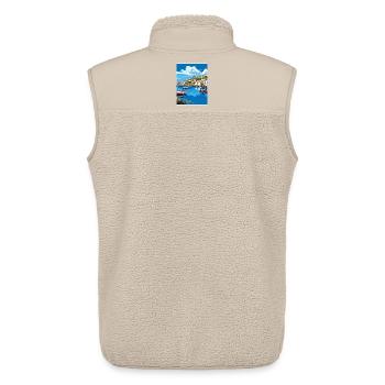 Mevagissey Angleterre Affiche de voyage Peinture Souvenir WP - Veste sans manches sherpa unisexe Stanley/Stella - beige - Dos - AI Model Male 178 light (178cm)