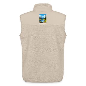 Carte de voyage du parc national des montagnes du Colorado - Veste sans manches sherpa unisexe Stanley/Stella - beige - Dos - AI Model Male 178 light (178cm)