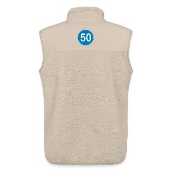 50th Birthday , 50 Years , Road Sign Blue - Unisex Sherpa Gilet by Stanley/Stella - beige - Back - AI Model Male 178 light (178cm)