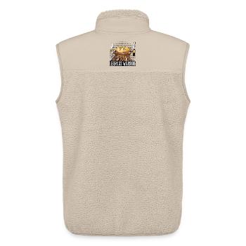 Leberkas Warrior – Deftiger Food Humor - Unisex Sherpaweste von Stanley/Stella - Beige - Hinten - AI Model Male 178 light (178cm)