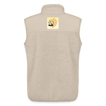 Pois chiches papa moustache - Veste sans manches sherpa unisexe Stanley/Stella - beige - Dos - AI Model Male 178 light (178cm)