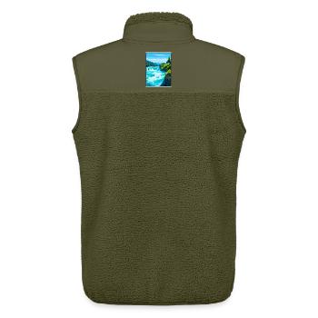 Rhine Falls Switzerland Travel Poster Cityscape - Unisex Sherpa Gilet by Stanley/Stella - khaki - Back - AI Model Male 178 light (178cm)
