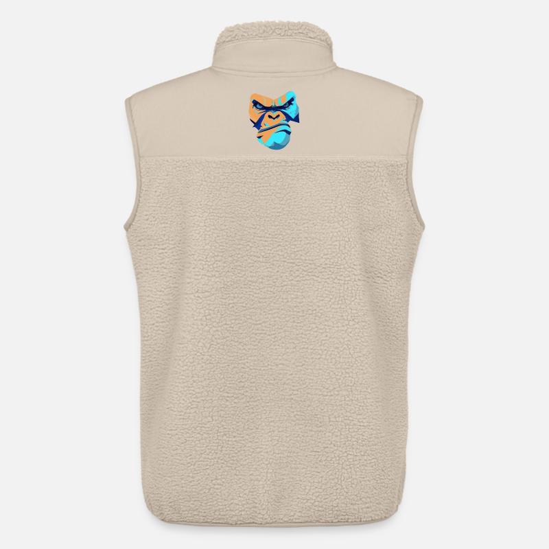 Imprimé imprété Gorille Bleu Devant - Veste sans manches sherpa unisexe Stanley/Stella - beige