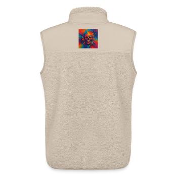 Bunter Totenschädel Farbspritzer Shirt - Unisex Sherpaweste von Stanley/Stella - Beige - Hinten - AI Model Male 178 light (178cm)