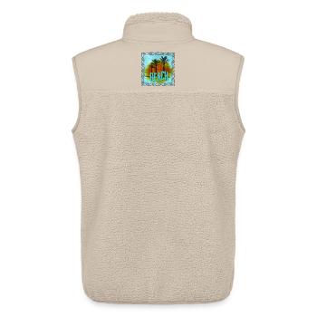 Strandpalmen voller Sonne in Can Picafort - Unisex Sherpaweste von Stanley/Stella - Beige - Hinten - AI Model Male 178 light (178cm)