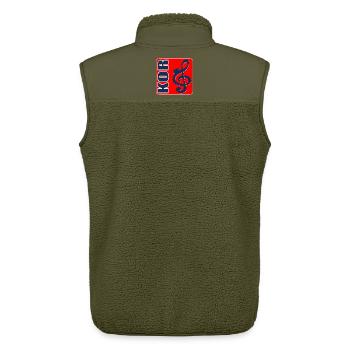 Chœur des chats - Veste sans manches sherpa unisexe Stanley/Stella - kaki - Dos - AI Model Male 178 light (178cm)