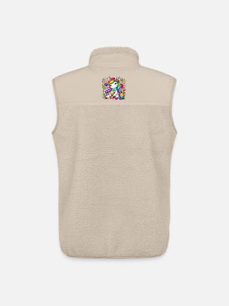 Rainbow Unicorn Floral Dream - Stanley/Stella unisex sherpavest - beige