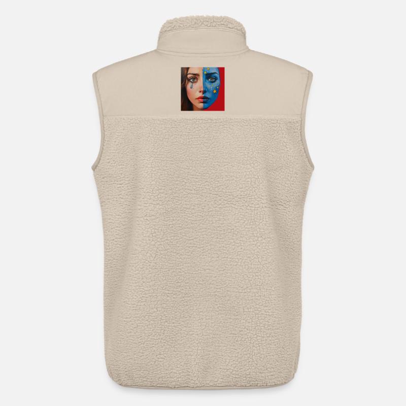 Cosmic Tears – Halbgesicht Kunstportrait - Unisex Sherpaweste von Stanley/Stella - Beige