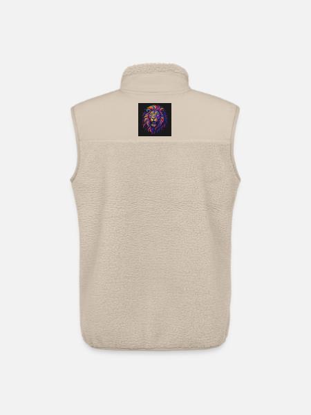Neon Colors Lion Head Artwork - Unisex Sherpa Gilet by Stanley/Stella - beige