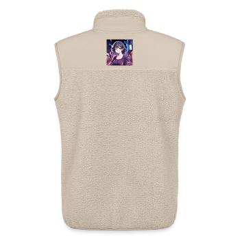 Neon Anime Girl Tokyo Nights Pink Purple Vaporwave - Unisex Sherpa Gilet by Stanley/Stella - beige - Back - AI Model Male 178 light (178cm)