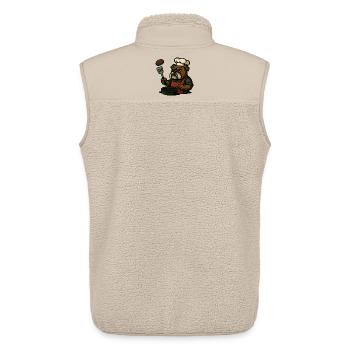 Bulldog Grill Master Flipping Steak Art de bande dessinée - Veste sans manches sherpa unisexe Stanley/Stella - beige - Dos - AI Model Male 178 light (178cm)