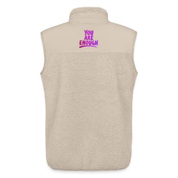 Tu es assez Tu es assez puissant en disant - Veste sans manches sherpa unisexe Stanley/Stella - beige - Dos - AI Model Male 178 light (178cm)