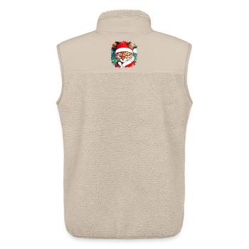 Chat de Noël - Veste sans manches sherpa unisexe Stanley/Stella - beige - Dos - AI Model Male 178 light (178cm)