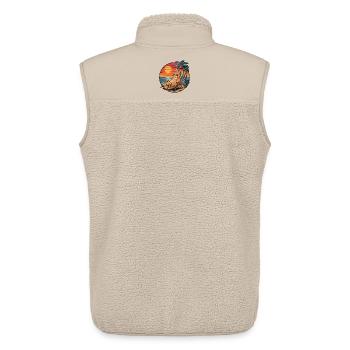 Lustige Katze am Strand, Sommerurlaub Sonnenuntergang - Unisex Sherpaweste von Stanley/Stella - Beige - Hinten - AI Model Male 178 light (178cm)