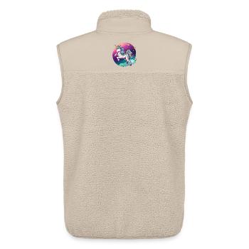 Nachtfarbener Regenbogen-Einhorn - Unisex Sherpaweste von Stanley/Stella - Beige - Hinten - AI Model Male 178 light (178cm)