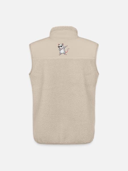 Cool Dabbing Opossum Sunglasses Cartoon Art - Unisex Sherpa Gilet by Stanley/Stella - beige