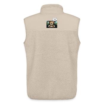 Chien de dessin animé au volant, conducteur débutant - Veste sans manches sherpa unisexe Stanley/Stella - beige - Dos - AI Model Male 178 light (178cm)