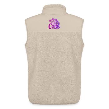 Vacances caribéennes à Punta Cana avec palmiers - Veste sans manches sherpa unisexe Stanley/Stella - beige - Dos - AI Model Male 178 light (178cm)