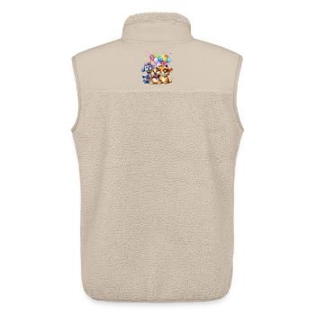 Trio de chiens Balloon Friends - Veste sans manches sherpa unisexe Stanley/Stella - beige - Dos - AI Model Male 178 light (178cm)