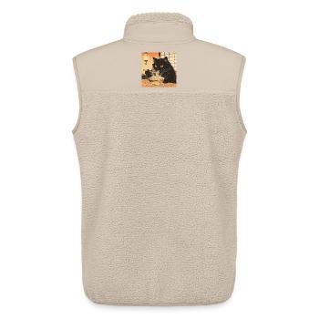 Chat mignon Ramen nouilles Japon Vague Cadeau rétr - Veste sans manches sherpa unisexe Stanley/Stella - beige - Dos - AI Model Male 178 light (178cm)
