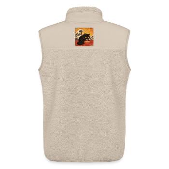 Japan Cat Ramen Noodles Retro Wave Pattern - Unisex Sherpa Gilet by Stanley/Stella - beige - Back - AI Model Male 178 light (178cm)