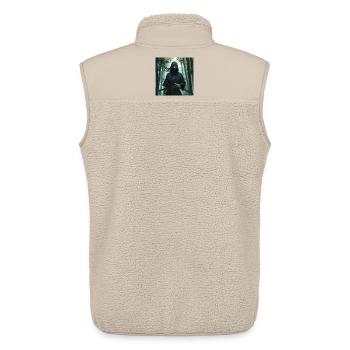 Ninja de l’ombre dans la forêt de bambous - Veste sans manches sherpa unisexe Stanley/Stella - beige - Dos - AI Model Male 178 light (178cm)
