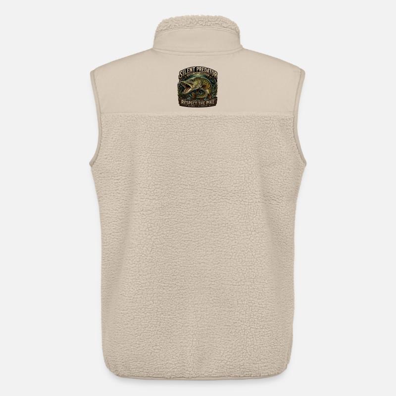 Silent Predator – Aggressives Hechtfang-Design - Unisex Sherpaweste von Stanley/Stella - Beige