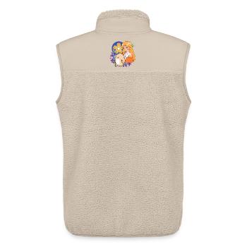 Anime-Mädchen und Vogel mit Krücken-Kunst - Unisex Sherpaweste von Stanley/Stella - Beige - Hinten - AI Model Male 178 light (178cm)