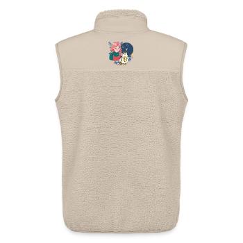 Manga Girl with Coffee and Lama in Wheelchair - Unisex Sherpa Gilet by Stanley/Stella - beige - Back - AI Model Male 178 light (178cm)