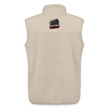Conception de la pêche à la carpe voleur avec appât à poisson-chat - Veste sans manches sherpa unisexe Stanley/Stella - beige - Dos - AI Model Male 178 light (178cm)