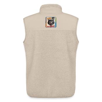 Mon café – Chatte en colère - Veste sans manches sherpa unisexe Stanley/Stella - beige - Dos - AI Model Male 178 light (178cm)