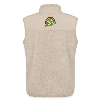 Grenouille relaxante sous l’arc-en-ciel - Veste sans manches sherpa unisexe Stanley/Stella - beige - Dos - AI Model Male 178 light (178cm)