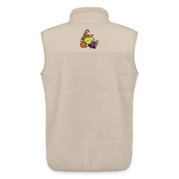 Dino d’Halloween avec citrouille et chauve-souris - Veste sans manches sherpa unisexe Stanley/Stella - beige - Dos - AI Model Male 178 light (178cm)