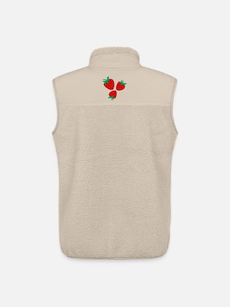 Three bright red strawberries - Unisex Sherpa Gilet by Stanley/Stella - beige
