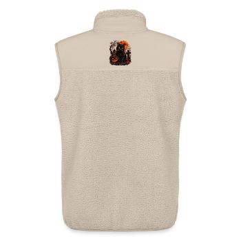 Schwarze Katze in Halloween-Szenerie - Unisex Sherpaweste von Stanley/Stella - Beige - Hinten - AI Model Male 178 light (178cm)