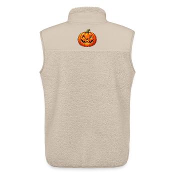 Gruseliger Kürbis mit Licht und Hexe - Unisex Sherpaweste von Stanley/Stella - Beige - Hinten - AI Model Male 178 light (178cm)