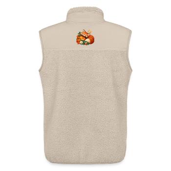 Glücklicher Fuchs zwischen Kürbissen und Sternen - Unisex Sherpaweste von Stanley/Stella - Beige - Hinten - AI Model Male 178 light (178cm)