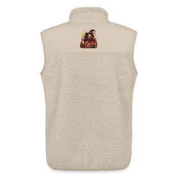 Niedliche Hexe mit schwarzer Katze - Unisex Sherpaweste von Stanley/Stella - Beige - Hinten - AI Model Male 178 light (178cm)