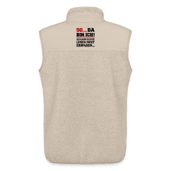 Da bin ich Ich bin da Sprüche Mann Frau Büro - Unisex Sherpaweste von Stanley/Stella - Beige - Hinten - AI Model Male 178 light (178cm)