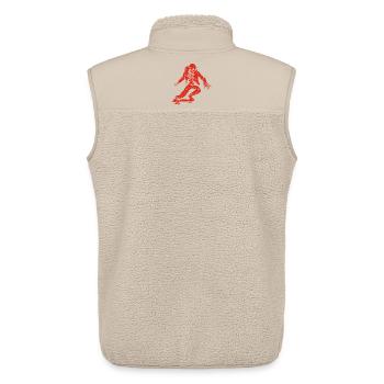 Squelette rouge en skateboard - Veste sans manches sherpa unisexe Stanley/Stella - beige - Dos - AI Model Male 178 light (178cm)