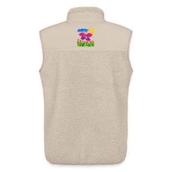 Farbenfroher Schmetterlingsgarten – Sonnenschein & Tulpen - Unisex Sherpaweste von Stanley/Stella - Beige - Hinten - AI Model Male 178 light (178cm)
