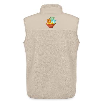 Kawaii Three Cats Ramen Shirt - Unisex Sherpa Gilet by Stanley/Stella - beige - Back - AI Model Male 178 light (178cm)