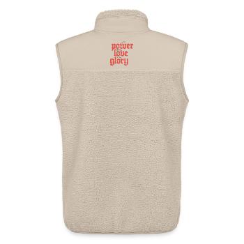 Pouvoir, Amour et Gloire | Blanc - Veste sans manches sherpa unisexe Stanley/Stella - beige - Dos - AI Model Male 178 light (178cm)